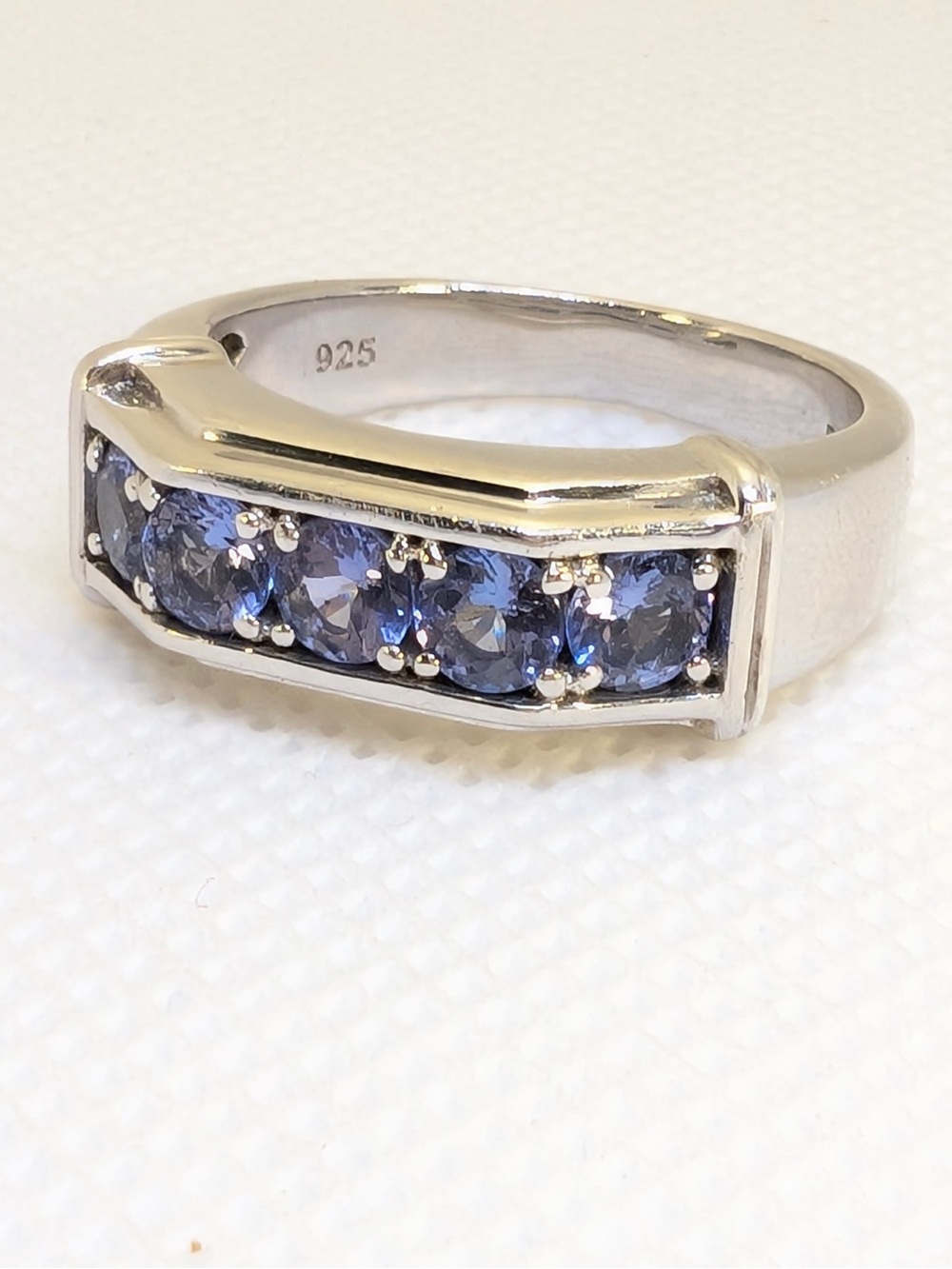 JTV Blue Tanzanite Rhodium Over Sterling Silver Men's Ring 1.27ctw sz 10